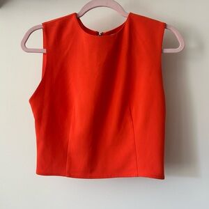Alice + Olivia Bright Red-Orange Sleeveless Crop Tank